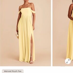 Birdy Grey Pale Yellow Off-Shoulder Maxi Dress with Side Slit